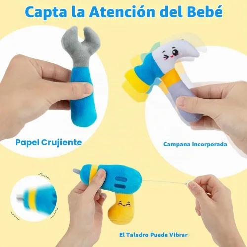 Vista 2 de teytoy Mi primer juego de herramientas, juego de herramientas para bebés de 1 año, juguete de construcción de simulación con caja de herramientas