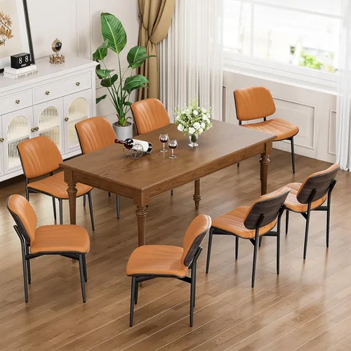 Vista 12 de YaFiti Juego de 2 sillas de comedor, sillas de comedor y cocina modernas de mediados de siglo, sillas tapizadas de piel sintética con diamantes
