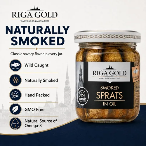 Vista 3 de Riga Gold Espadines ahumados en aceite de canola, capturados