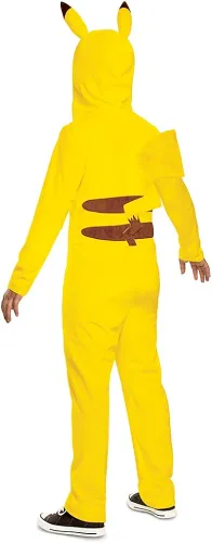 Vista 2 de Disfraz de Pikachu para niños, disfraz oficial de Pokémon con capucha, Amarillo