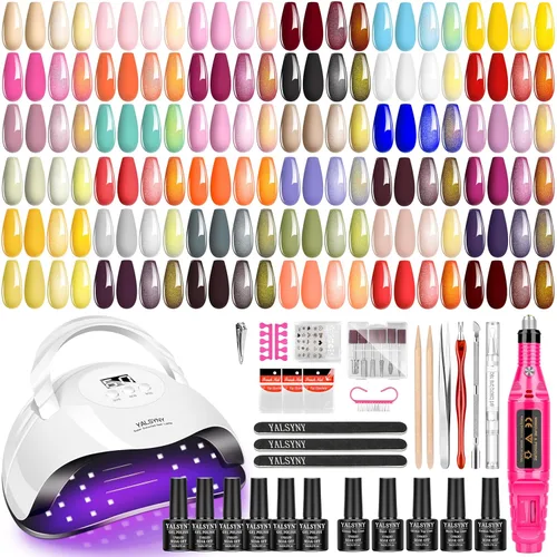 Vista 10 de Kit de esmalte de uñas de gel con lámpara de uñas UV, kit de uñas de gel para remojar, base y capa superior, juego de herramientas para uñas