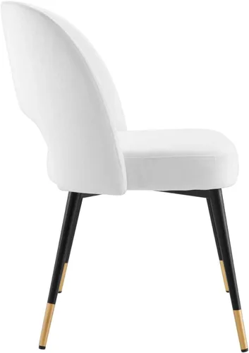 Vista 3 de Modway Rouse Performance - Silla de comedor de terciopelo en color blanco, 23 x 20 x 32