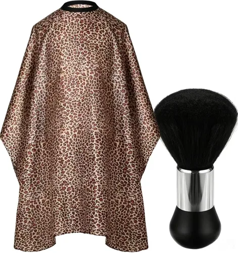 Vista 10 de Capa profesional de corte de pelo Borogo con cepillo para el cuello, capa de barbero para salón, accesorios de peluquería B A Blanco