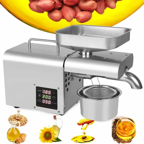 Vista 6 de Máquina automática de prensa de aceite, extractor eléctrico de aceite esencial, máquina exprimidora de aceite de acero inoxidable, prensa de aceite