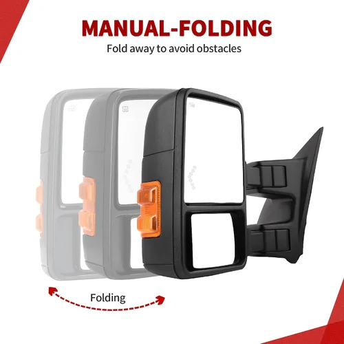 Vista 6 de YITAMOTOR Espejos de remolque compatibles para Ford F250, F350, F450, F550 2008-2016, espejos de remolque con calefacción eléctrica y luz de giro