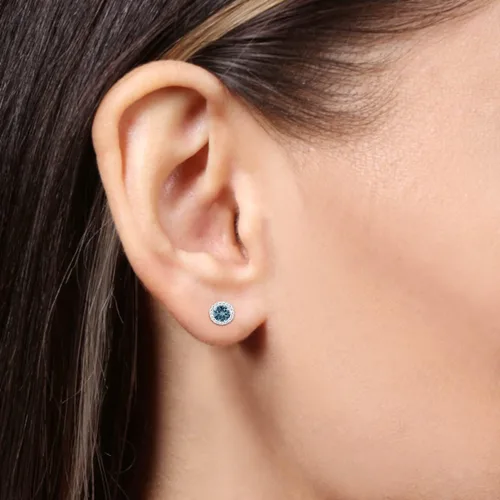 Vista 18 de Aretes de tuerca de diamantes naturales y piedras preciosas genuinas de 0.197 in en oro blanco de 14 quilates