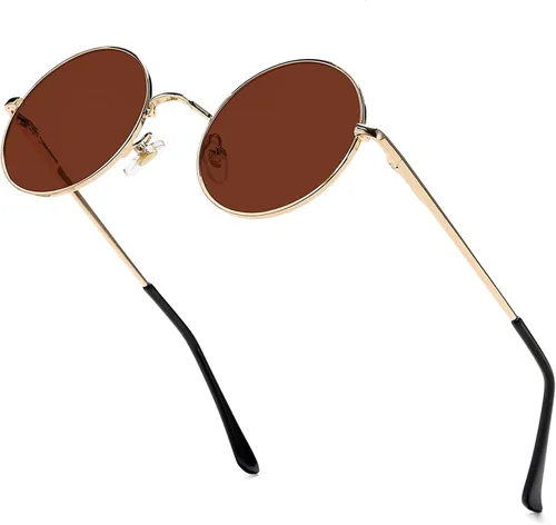Vista 14 de Gafas de sol polarizadas redondas pequeñas para mujeres y hombres, gafas de negro/gris