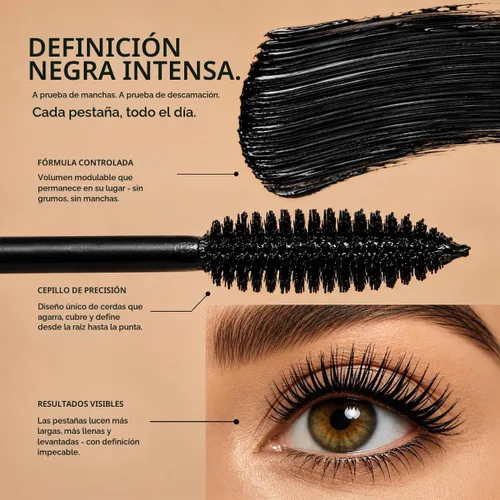 Vista 3 de bellapierre Máscara voluminizadora impermeable - Negro intenso, a prueba de manchas, definición de pestañas de larga duración