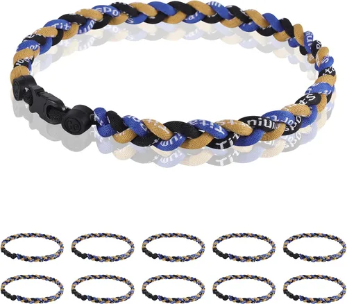 Vista 15 de Paquete de 12 Collares de Béisbol de 18 Pulgadas, Regalo de Equipo para Fanáticos de Béisbol, Diseño de Cuerda Tornado de Titanio Triple Trenzado