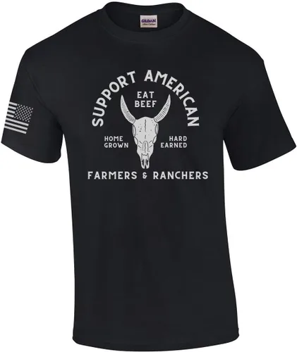 Vista 8 de Camiseta de manga corta con texto en inglés "Support American Farmers and Ranchers Eat Bebe