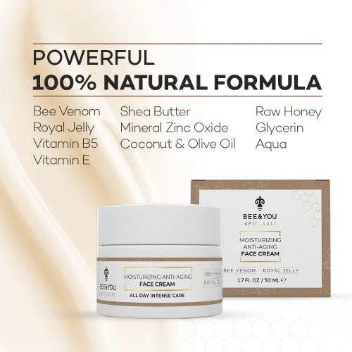 Vista 3 de Bee and You Bee Venom Cream, hidratante, hidratante, antienvejecimiento, crema facial antiarrugas, líneas finas y arrugas, cuidado de la piel, jalea