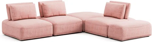 Vista 24 de Furniture of America Tatiana Modern Boucle - Sofá modular de 2 plazas con respaldo ajustable para sala de estar, oficina, combinación libre Boucle