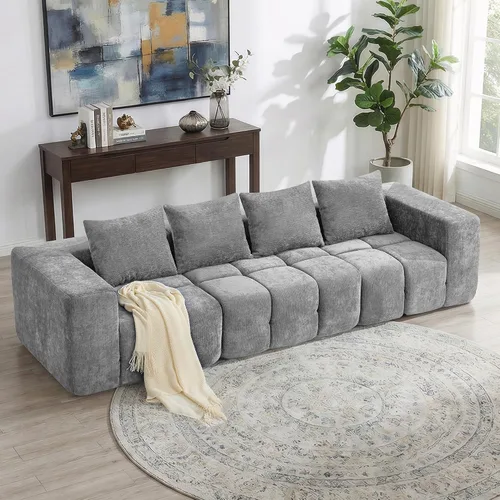 Vista 23 de Sofá de dos plazas seccional modular sin armazón de 78.7 pulgadas, sofá nube capitoné con asiento profundo, sofá de chenilla para sala de estar