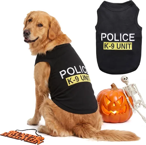 Vista 12 de Camiseta para Perro Parisian Pet - Camiseta Bordada FBI - 100% Algodón, Ropa Transpirable para Perros - Chaleco para Mascotas Sin Mangas - Camisas