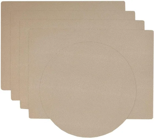 Vista 6 de Juego de 4 manteles individuales rectangulares de vinilo Tan Dot