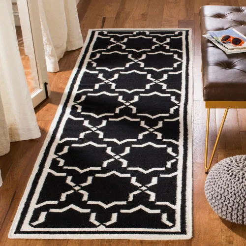 Vista 18 de SAFAVIEH Dhurries Collection DHU545A - Alfombra decorativa de lana de alta calidad hecha a mano de 2 x 3 pies, color chocolate y marfil