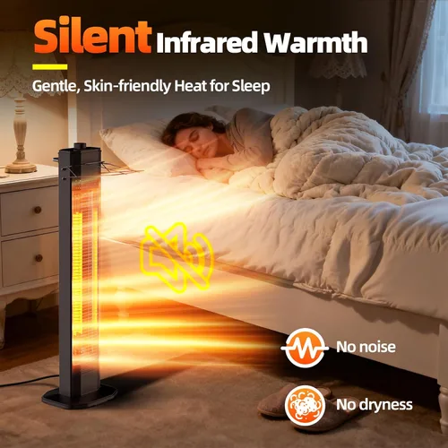 Vista 6 de Calentadores de patio para uso al aire libre, Haimmy Calentador eléctrico de infrarrojos de 34 pulgadas de 1500 W para interiores y exteriores con 3