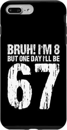 Vista 12 de Bruh I'm 8 But One-Day I'll Be 67 Retro 8th Birthday Kids Case for iPhone 17