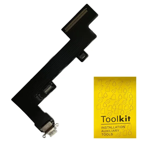 Vista 13 de Reemplazo del conector de base compatible con iPad Air 4 4ª/5 5ª generación de 10.9 pulgadas, puerto de carga de repuesto, cable flexible (negro)