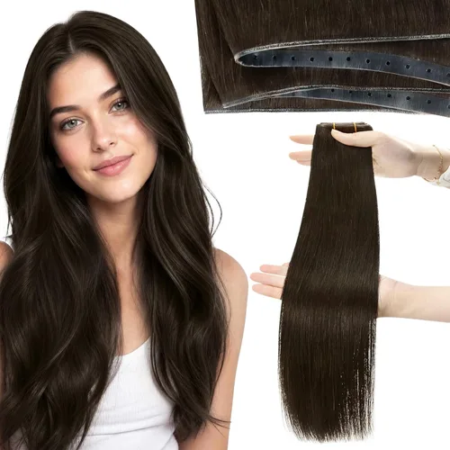 Vista 63 de Moresoo Extensiones de cabello humano real para coser, color negro natural