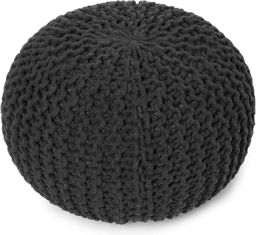 Vista 30 de REDEARTH - Puf otomano con cubierta tejida en puntada de cable 100% Cotton, 19.5"x19.5"x14"; Doubles as Footstool, Foot Rest; Great for Living