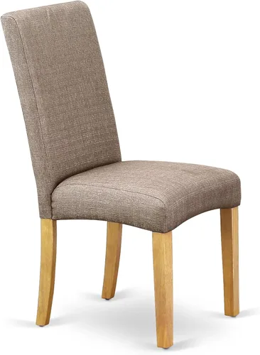 Vista 6 de East West Furniture ANDR5-OAK-16 - Juego de comedor de 5 piezas que incluye una mesa de cocina redonda con pedestal y 4 sillas Parson tapizadas