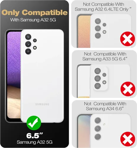 Vista 2 de Dexnor Funda para Samsung Galaxy A32 5G, [protector de pantalla y soporte integrados] Protección de grado militar resistente a prueba de golpes