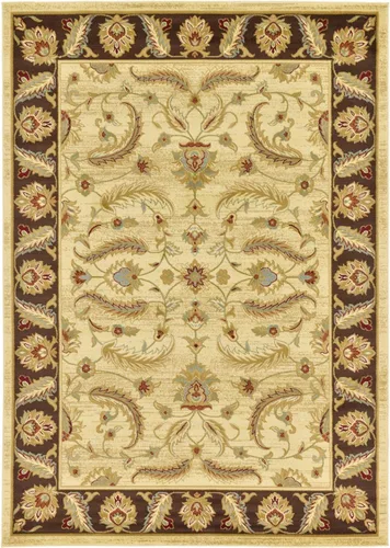 Vista 38 de Unique Loom - Colección Voyage - Alfombra redonda tradicional oriental, marrón, Polipropileno, Marrón/Azul Claro