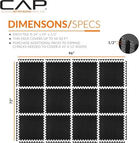 Vista 75 de CAP Puzzle Exercise Mats 1/2” Thick EVA Interlocking Foam Tiles for Home Gym Flooring Multiple Options