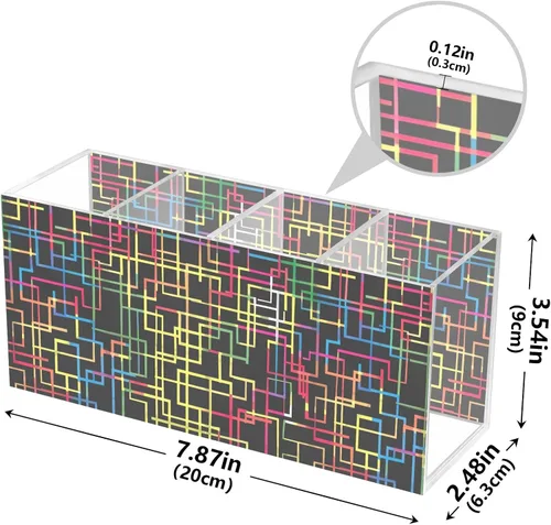 Vista 3 de Soporte para lápices de líneas abstractas para escritorio, soportes decorativos para bolígrafos, 4 compartimentos, soporte para brochas