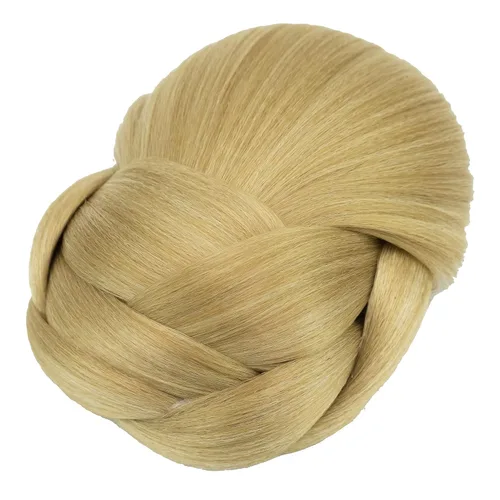 Vista 2 de IMISSU Cubierta de pelo trenzado con moño, piezas de cabello en forma de dona, coleteros para cabello con clips de peluca, recogida y recogida