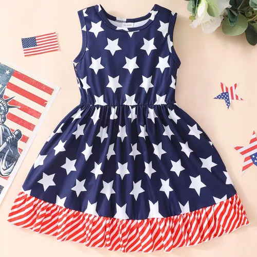 Vista 2 de Popshion Vestidos sin mangas para niñas pequeñas, vestido con lazo en la espalda, ropa de verano para niña, vestido de fiesta de cumpleaños