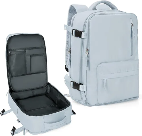 Vista 12 de coowoz Mochila de mano para mujeres y hombres, mochila de viaje aprobada por aerolíneas, mochila deportiva para laptop, A- Beige, Compacto