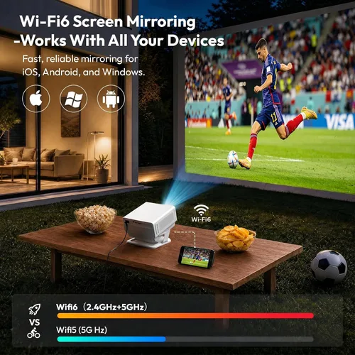 Vista 10 de XGODY N8 Smart Projector with WiFi and Bluetooth, 4K Support, Built in Apps white-Gray