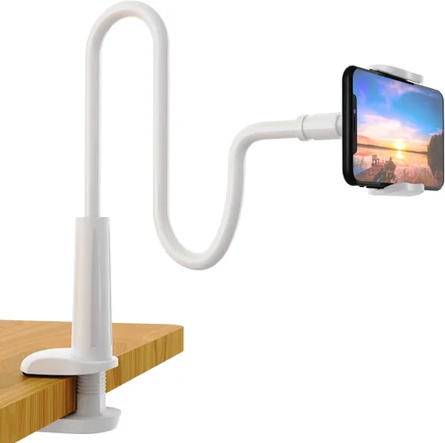 Vista 8 de Soporte para Teléfono de Cama con Cuello de Cisne – Brazo Flexible Montaje de Clip 360 Soporte Ajustable con Abrazadera Compatible con Teléfono