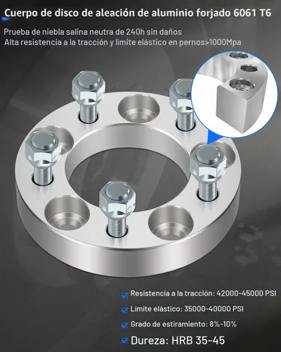 Vista 5 de ECCPP 4 espaciadores de rueda de 1 pulgada con 5 lengüetas de 5 x 4.5 y 5 x 114.3 con pernos de 12 x 1.5 de 3.248 in, aptos para Toyota Avalon