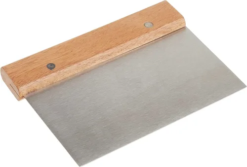 Vista 5 de Soro Essentials - Juego de 2 raspadores de masa de acero inoxidable de 6 pulgadas con mango de madera para pan, pizza, raspador de masa, picador