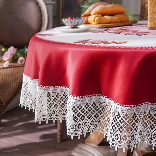 Vista 5 de ARTABLE Mantel redondo de encaje rústico macramé bordado manteles de mesa para cosecha, decoración de aparador, granja, cocina y hogar