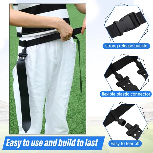 Vista 3 de Wettarn Cinturones de fútbol con bandera, ajustable, con bolsa de conos, para jóvenes, adultos, niños, equipo de entrenamiento de equipo deportivo