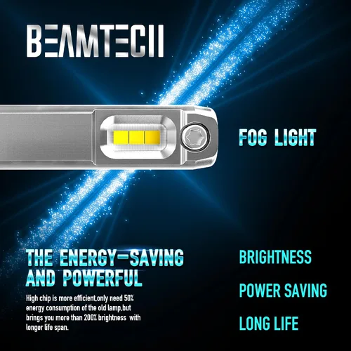 Vista 3 de BEAMTECH Fog Bombilla H1, 6500K, 1.181 in, base de disipador de calor, chips CSP, tamaño pequeño, paquete de 2