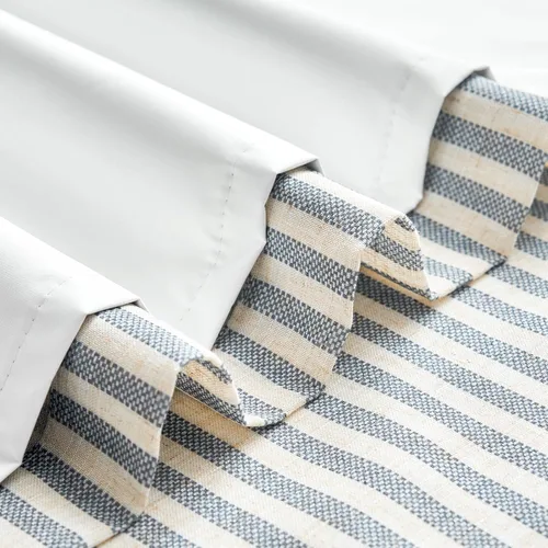 Vista 7 de jinchan Linen Blackout Curtains Back Tab 96 Inch 2 Panels Striped Blue Blue Stripe Lined