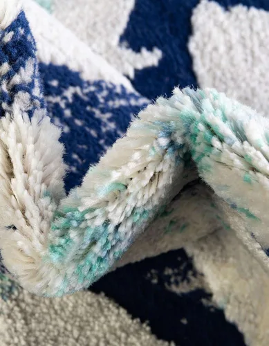 Vista 7 de Unique Loom Ariel Collection - Alfombra de área con diseño de peces (2' x 3' 1", rectangular, azul/marfil)
