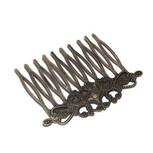 Vista 2 de 5 unids/lote 52 × 2.205 in pasadores de bronce antiguo dientes horquillas de metal hallazgos DIY peine de pelo suministros para la fabricación