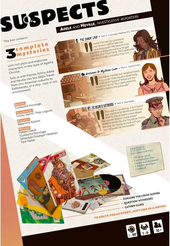 Vista 2 de Sospechos: Adele & Neville Investigative Reporters Juego de mesa de misterio de asesinato para niños, adolescentes y adultos 3er capítulo