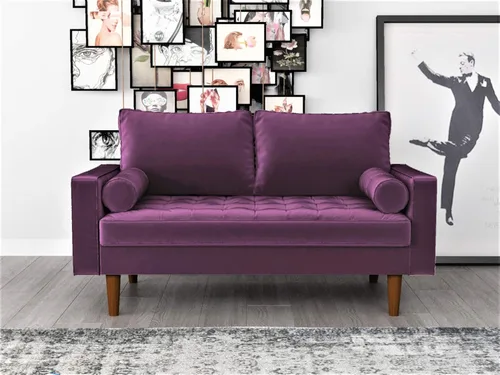 Vista 29 de Container Furniture - Sofá de piel sintética para la sala de estar moderna con cojines extraíbles y patas de madera maciza, sofá estilo lujoso