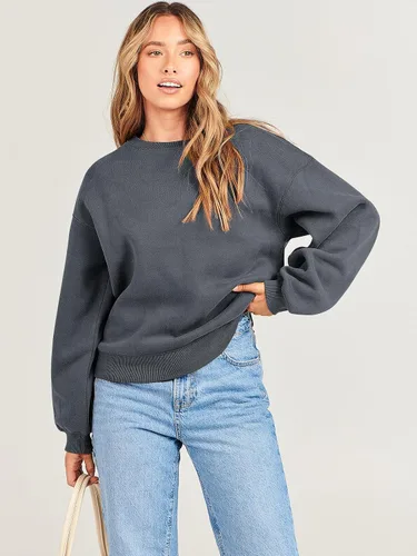 Vista 8 de ANRABESS Sudadera de manga larga para mujer, casual, cuello redondo, ajuste holgado, sudadera con capucha de forro polar para otoño