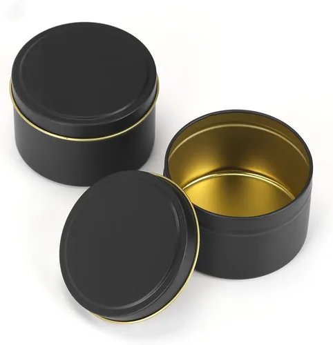 Vista 6 de SONVIIBOX 24 latas de velas negras de 4 onzas, frascos de velas, recipientes de velas a granel para fabricación de velas, tarros de almacenamiento