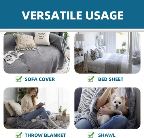 Vista 6 de Homcosan Fundas para sofá, funda de toalla de algodón de punto geométrico para sofá de 2 plazas, muebles de sofá, protector de mascotas, mantas