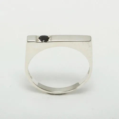 Vista 2 de Anillo de aniversario solitario de plata de ley 925 con zafiro auténtico para hombre, Metal Metal Piedra preciosa, Zafiro