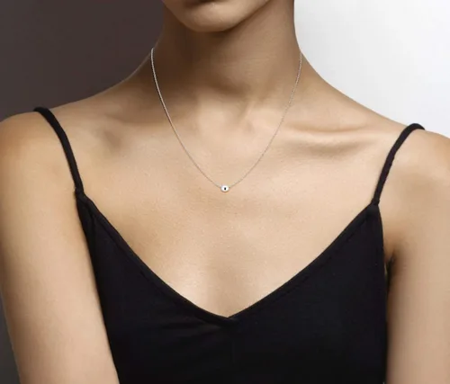 Vista 4 de Miabella 925 Sterling Silver or 18Kt Yellow Gold Over Silver Italian 5mm Slide Bead Ball Pendant Necklace for Women Teens Chain Made in Italy